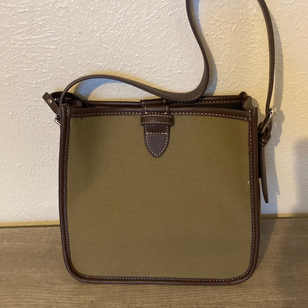 Olive green canvas shoulder bag